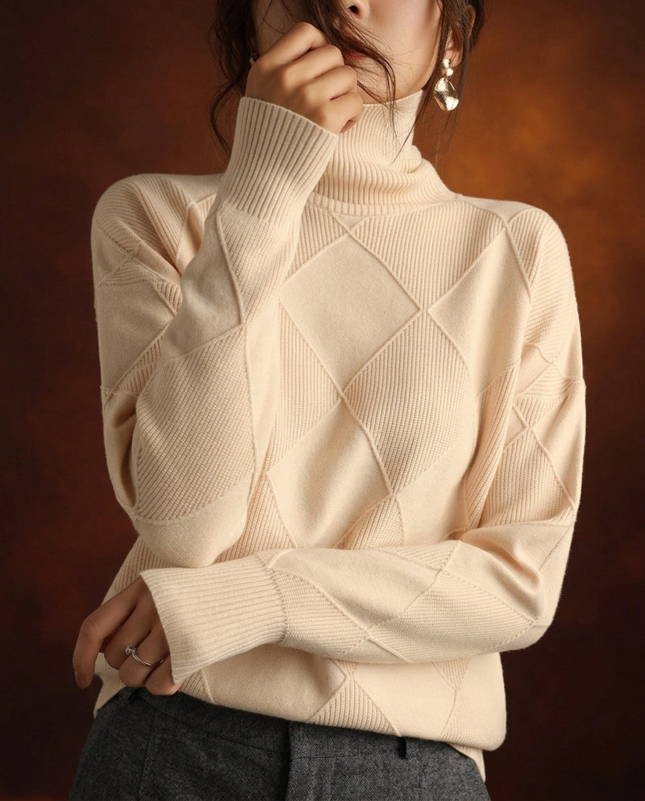 Bronwyn Women's Checkered Cotton Turtleneck