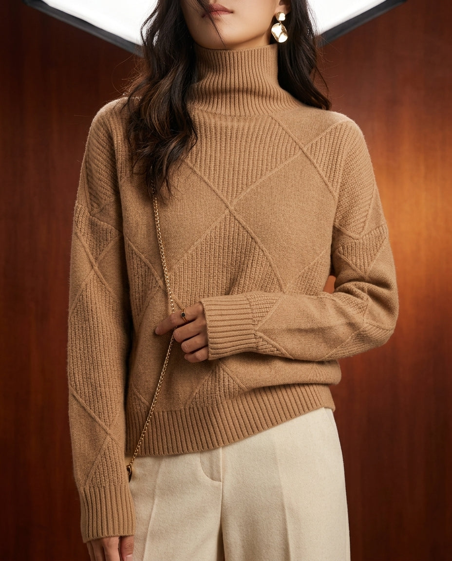 Bronwyn Women's Checkered Cotton Turtleneck