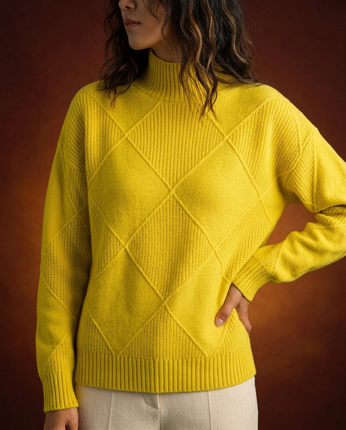 Bronwyn Women's Checkered Cotton Turtleneck