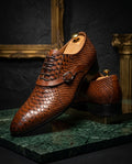Lorenzo Men's Python Embossed Monk Shoes