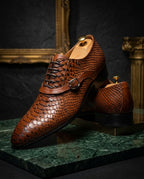 Lorenzo Men's Python Embossed Monk Shoes