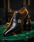 Lorenzo Men's Python Embossed Monk Shoes