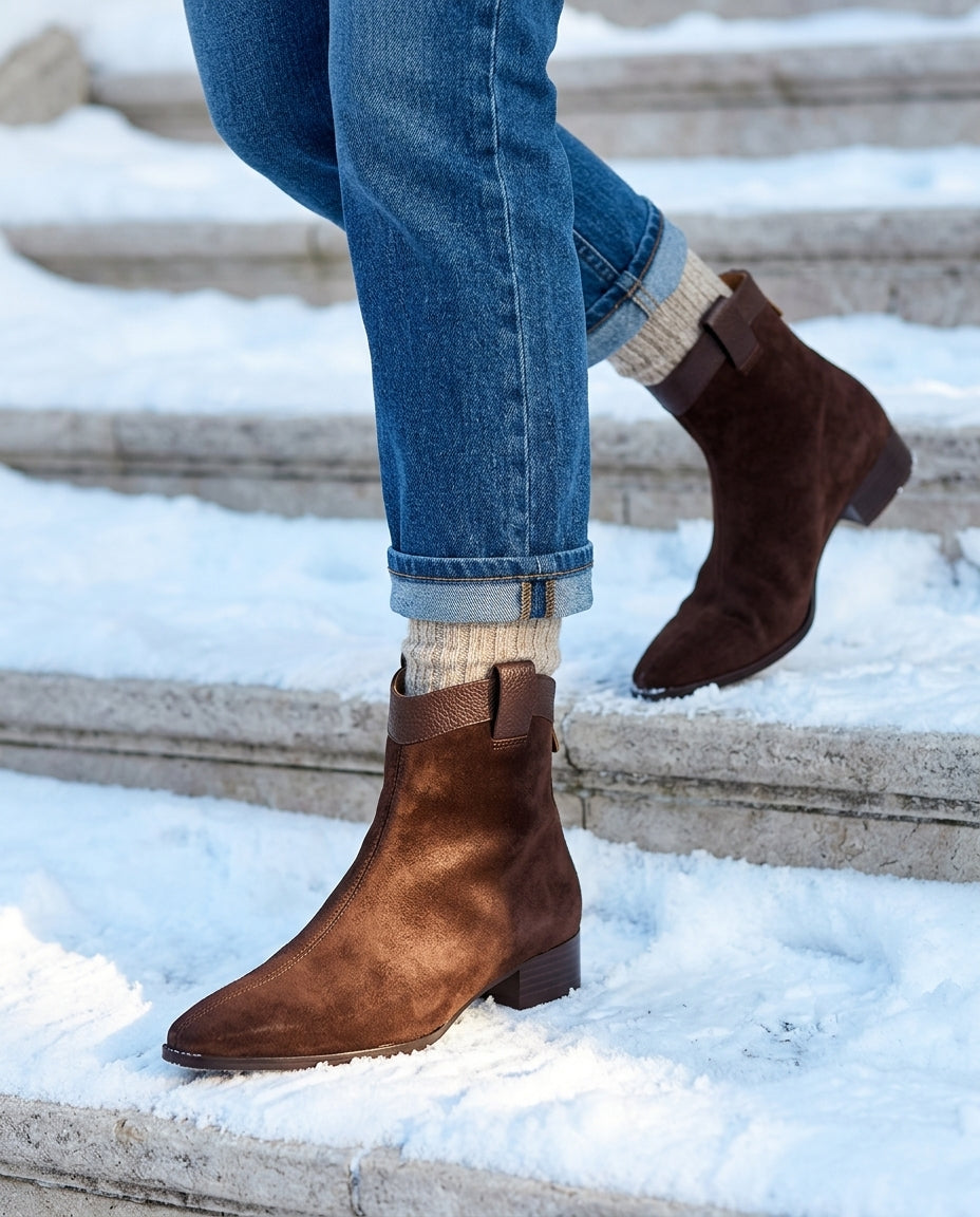 Carys Women's Suede Pointed Ankle Boots