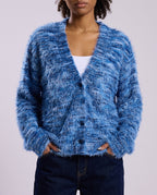 Marisol Women's Fuzzy Knit V Neck Cardigan
