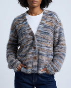 Marisol Women's Fuzzy Knit V Neck Cardigan