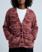 Marisol Women's Fuzzy Knit V Neck Cardigan