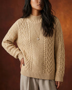 Maren Women's Cable Knit Mock Neck Sweater