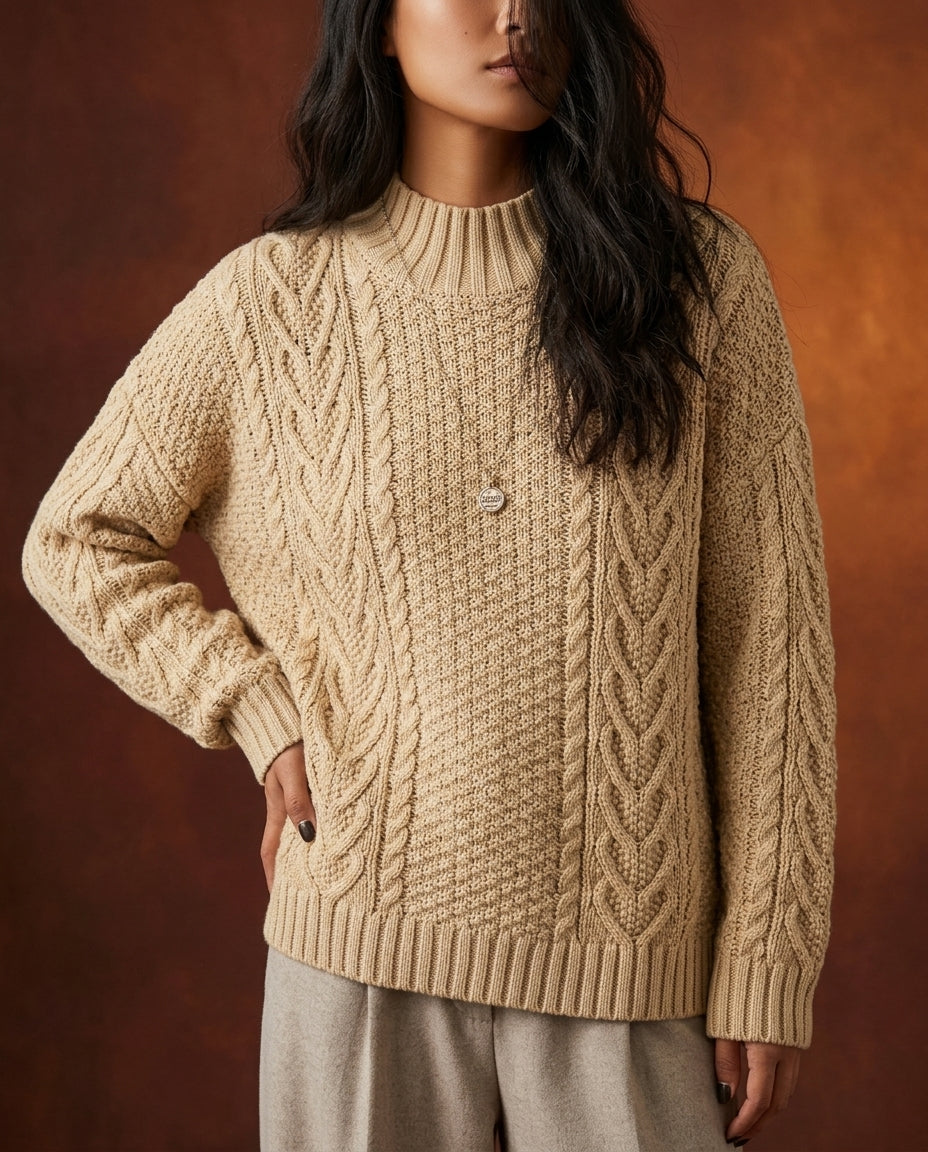 Maren Women's Cable Knit Mock Neck Sweater