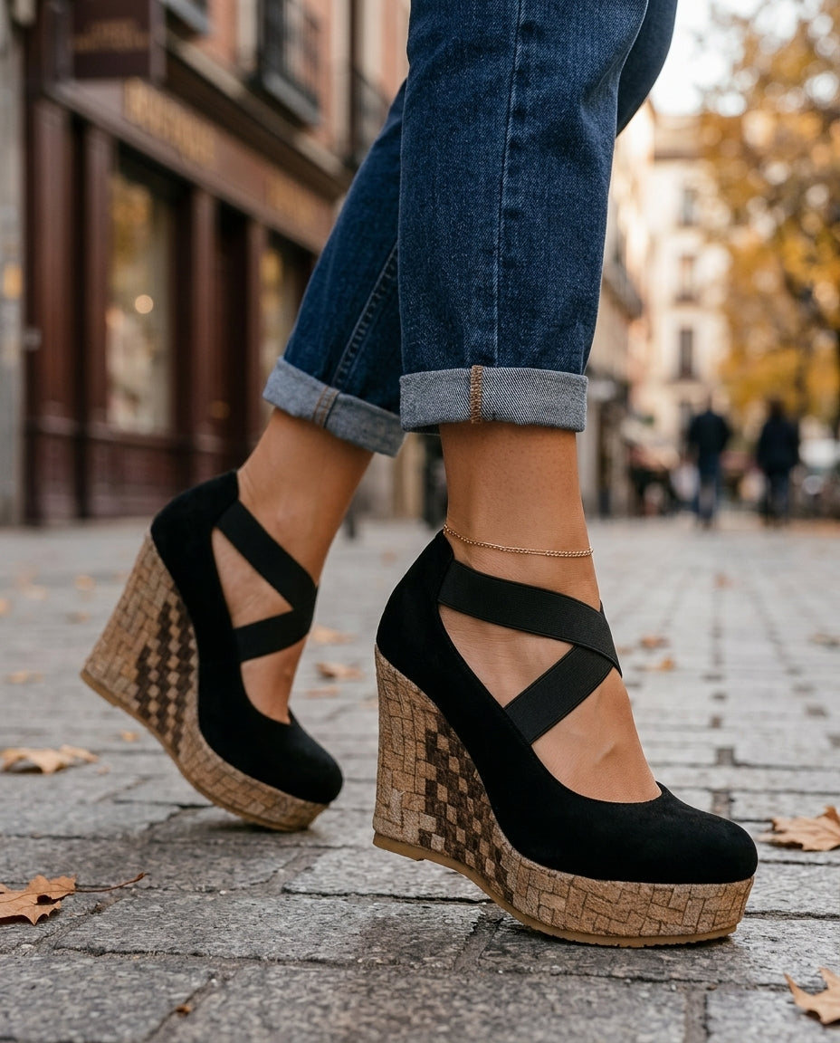 Liora Women's Crisscross Woven Wedges