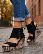 Sabine Women's Suede Tassel Platform Wedges