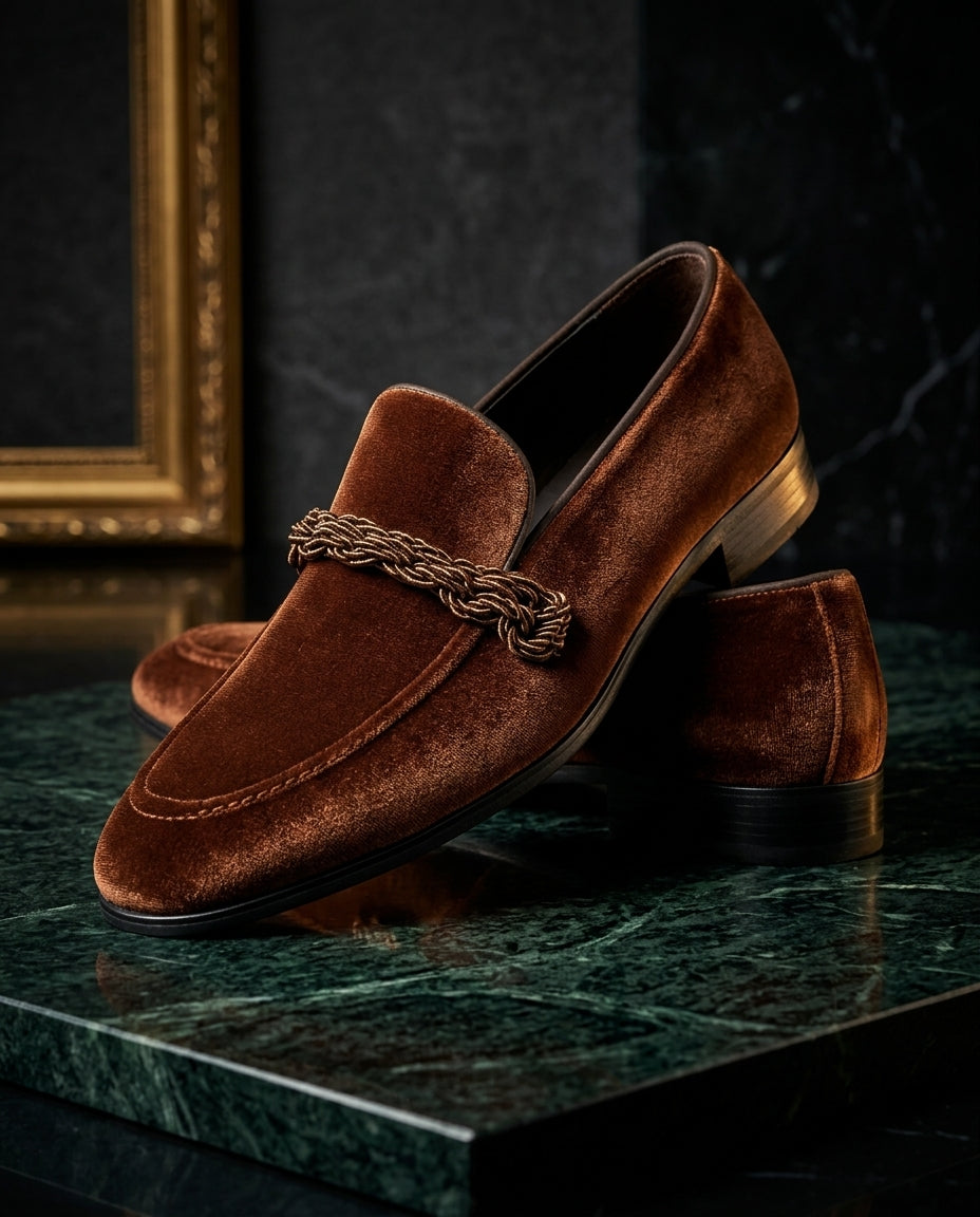Percival Men's Velvet Braided Loafers