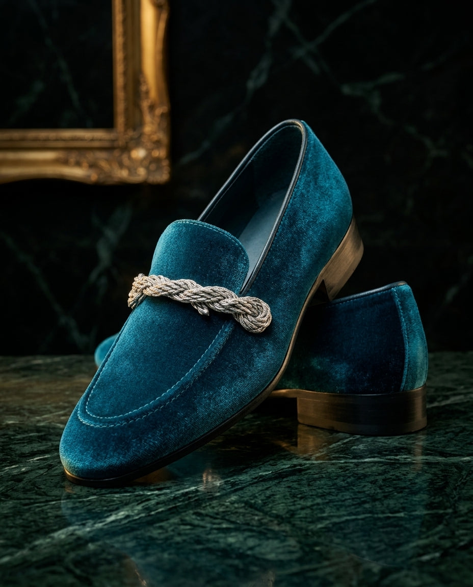 Percival Men's Velvet Braided Loafers