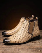 Barrow Men's Ostrich Embossed Leather Boots
