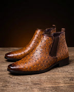 Barrow Men's Ostrich Embossed Leather Boots