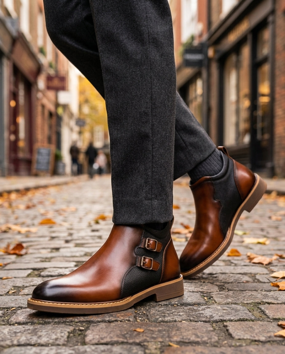 Sinclair Men's Italian Leather Ankle Boots