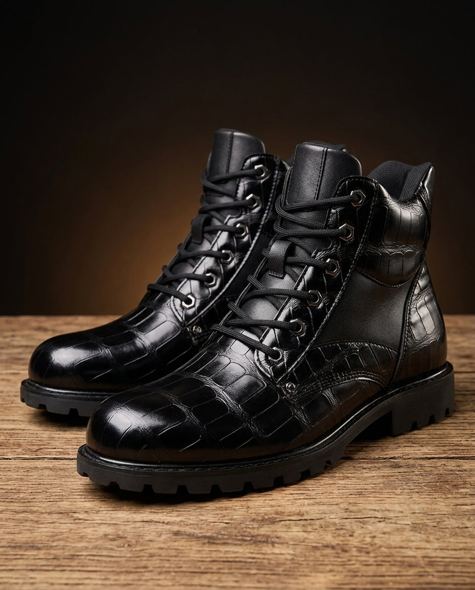 Rhys Men's Embossed Leather Boots