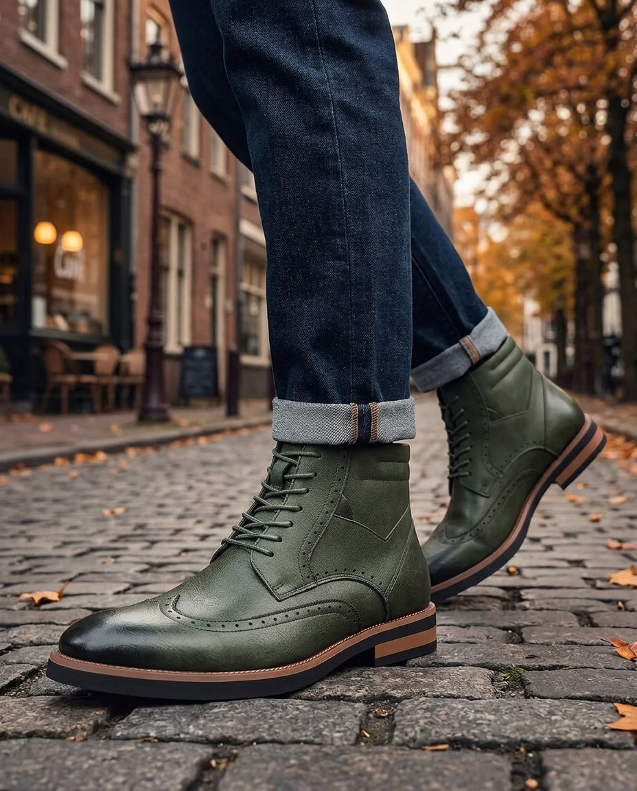 Fenwick Men's Leather Wingtip Brogue Boots