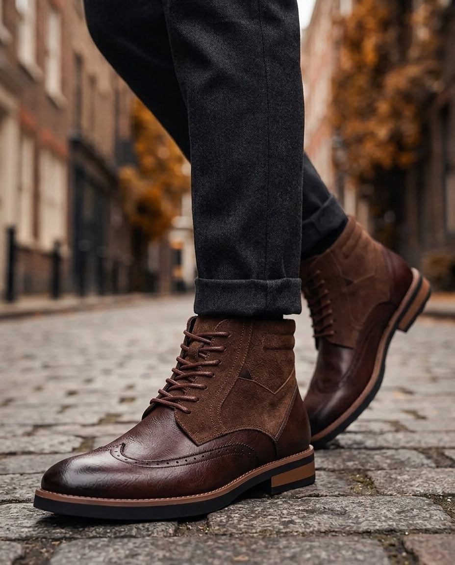 Fenwick Men's Leather Wingtip Brogue Boots