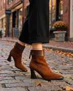 Vesna Women's Suede Mid Heel Ankle Boots