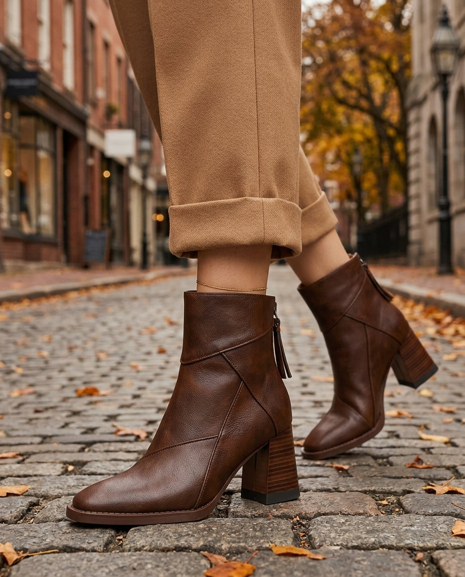 Liesl Women's Leather Block Heel Boots