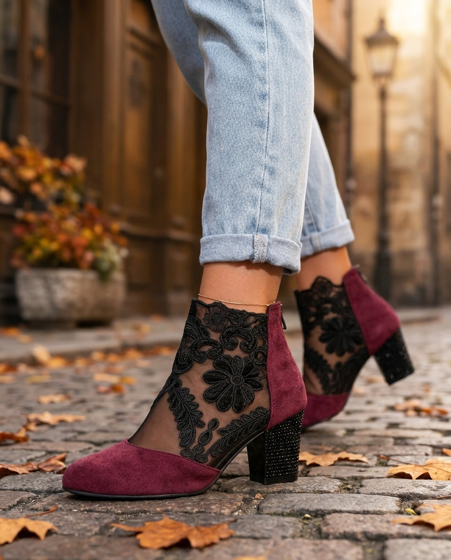 Yelena Women's Floral Lace Block Heels