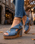 Vada Women's Denim Zip Front Heels