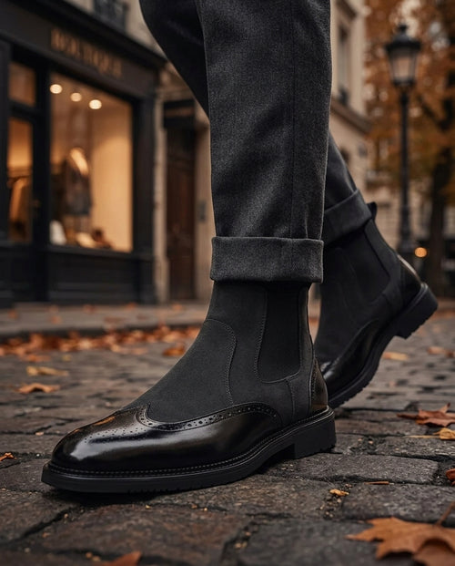 Aldous Men's Suede Brogue Chelsea Boots