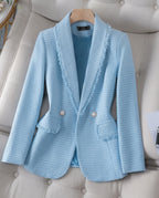 Mireille Women's Tweed Pearl Button Blazer