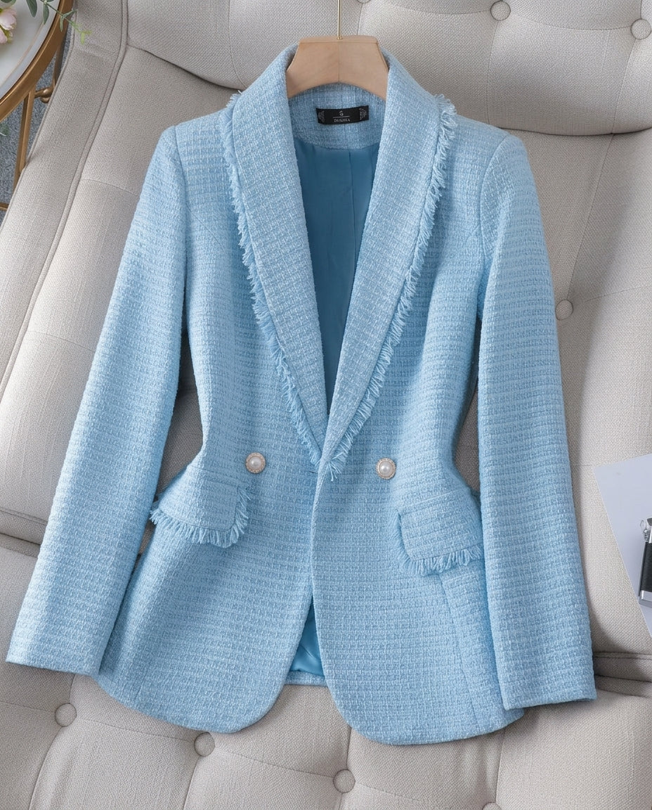 Mireille Women's Tweed Pearl Button Blazer