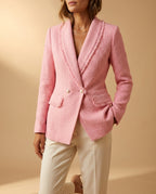 Mireille Women's Tweed Pearl Button Blazer