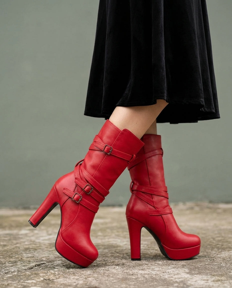 Saskia Women's Buckle Platform Boots