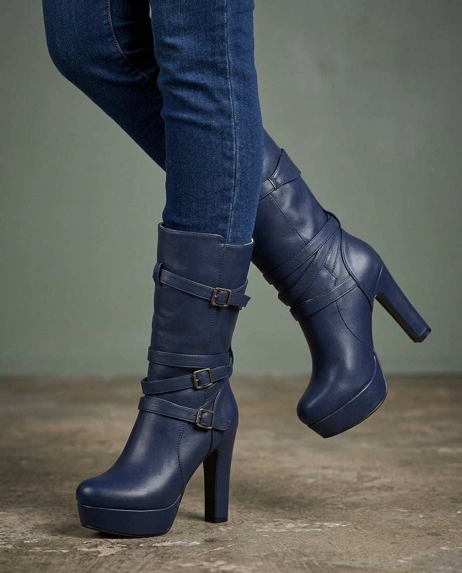 Saskia Women's Buckle Platform Boots