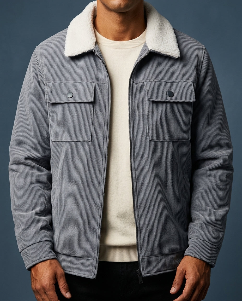 Rylan Men's Corduroy Sherpa Bomber Jacket