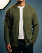 Declan Men's Ribbed Knit Zip Up Jacket