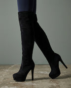 Yvette Women's Faux Suede Heeled Tall Boots