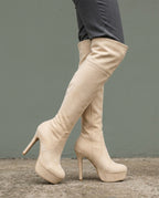 Yvette Women's Faux Suede Heeled Tall Boots
