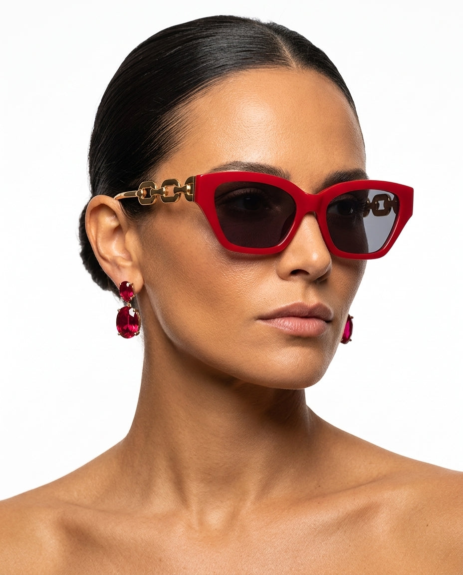 Solene Women's Cat Eye Chain Sunglasses