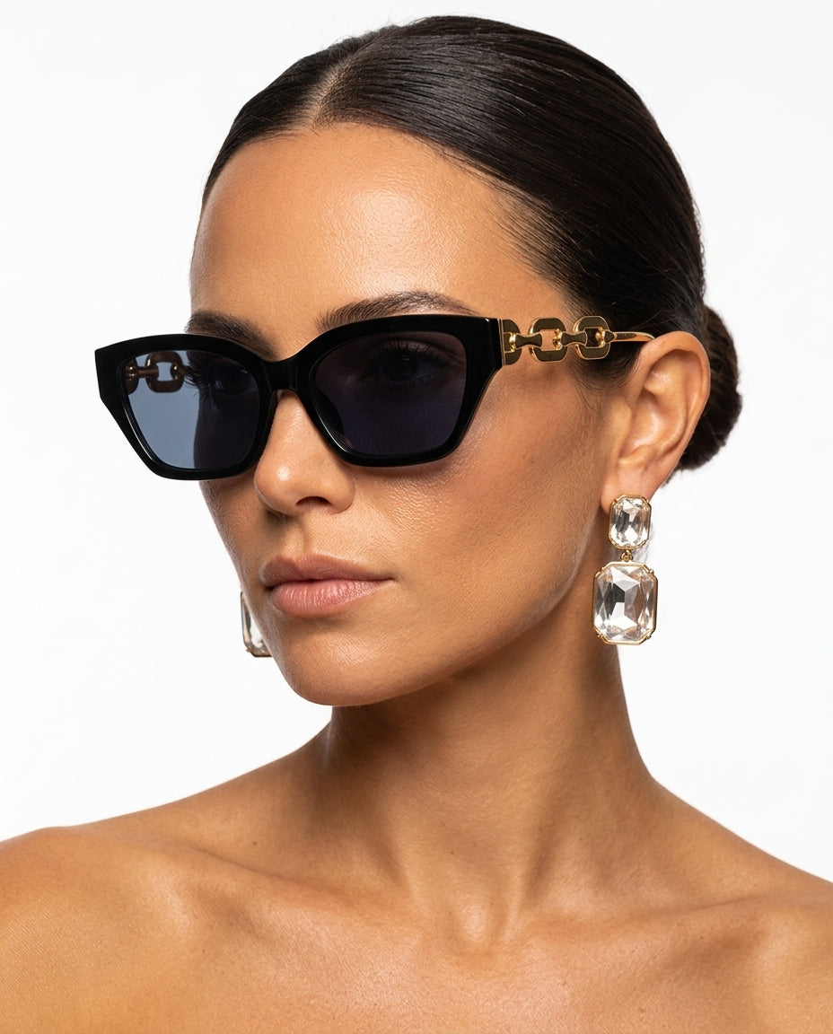Solene Women's Cat Eye Chain Sunglasses