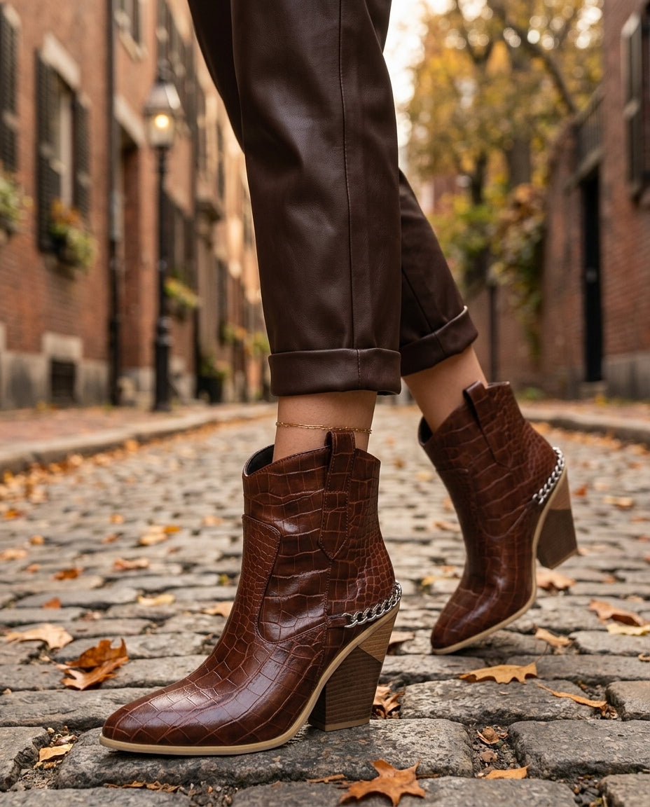 Nadia Women's Chain Wedge Ankle Boots
