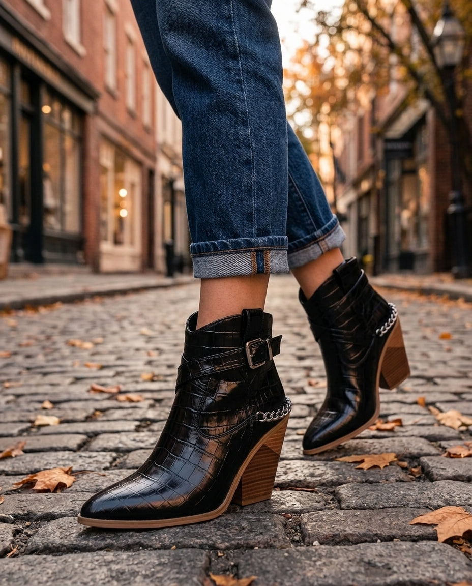 Nadia Women's Chain Wedge Ankle Boots