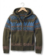 Roald Men's Geometric Knit Zip Up Hoodie