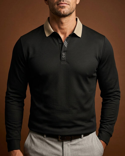 Casimir Men's Breathable Long Sleeve Polo