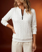 Bexley Women's Cable Knit Zip Up Sweater