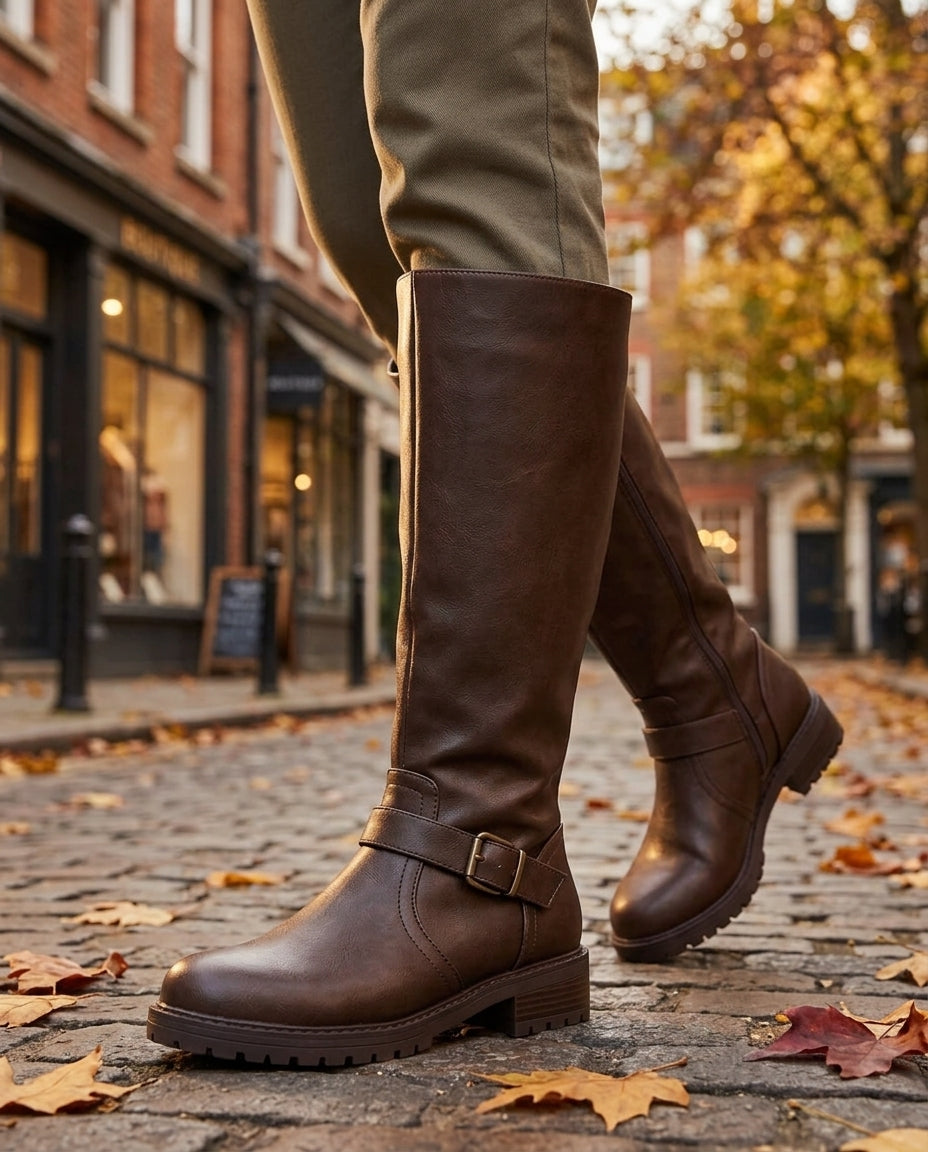 Junia Women's Buckle Knee High Riding Boots