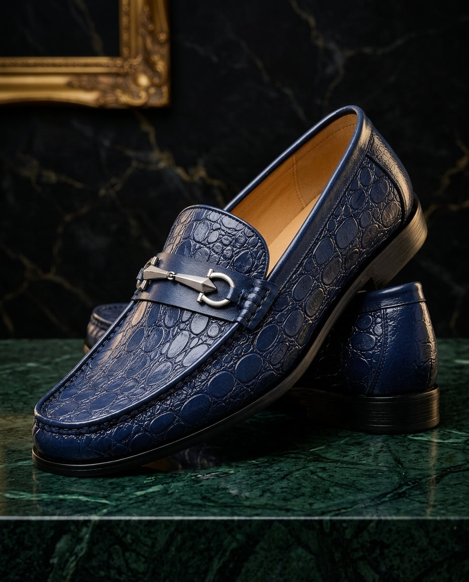 Marius Men's Croc Embossed Leather Loafers