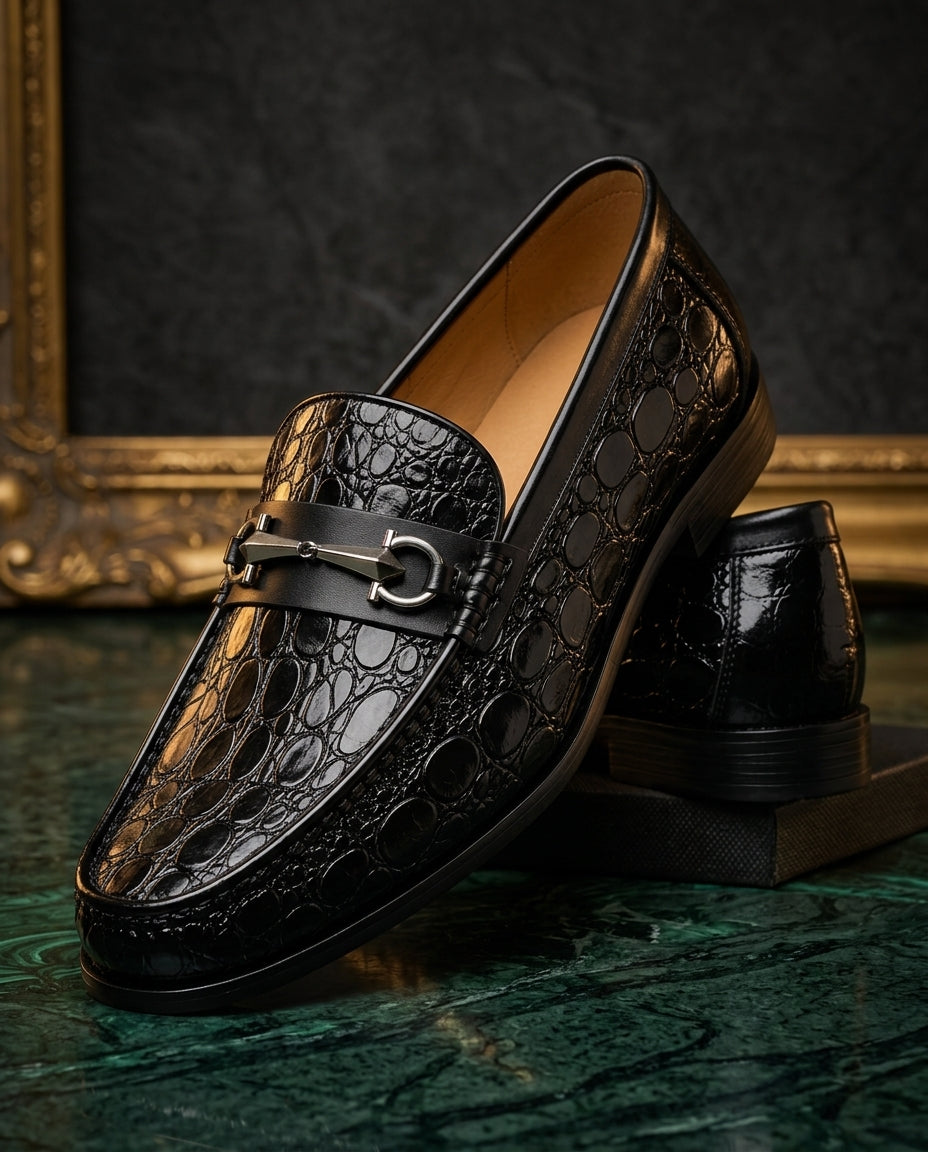 Marius Men's Croc Embossed Leather Loafers