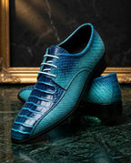 Matteo Men's Snake Embossed Derby Shoes