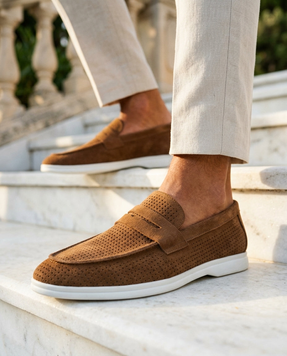 Leland Men's Perforated Suede Loafers