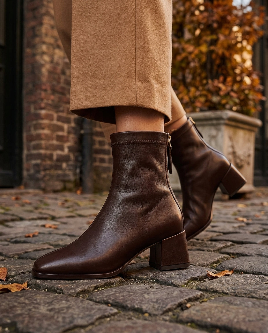 Linnea Women's Leather Block Heel Boots