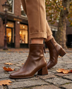 Linnea Women's Leather Block Heel Boots